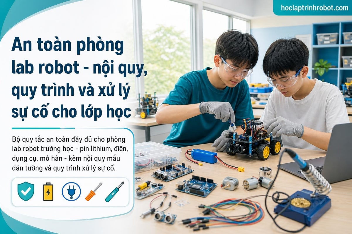 An toàn phòng lab robot - nội quy, quy trình và xử lý sự cố cho lớp học