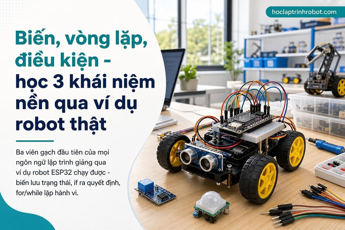Biến, vòng lặp, điều kiện - học 3 khái niệm nền qua ví dụ robot thật