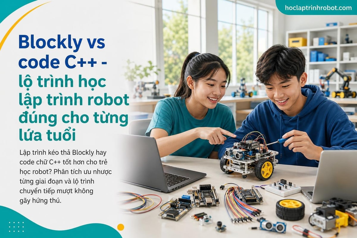 Blockly vs code C++ - lộ trình học lập trình robot đúng cho từng lứa tuổi