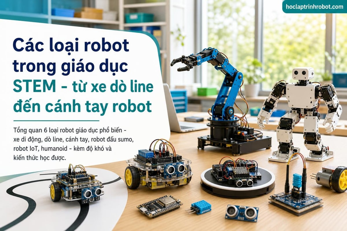 Các loại robot trong giáo dục STEM - từ xe dò line đến cánh tay robot