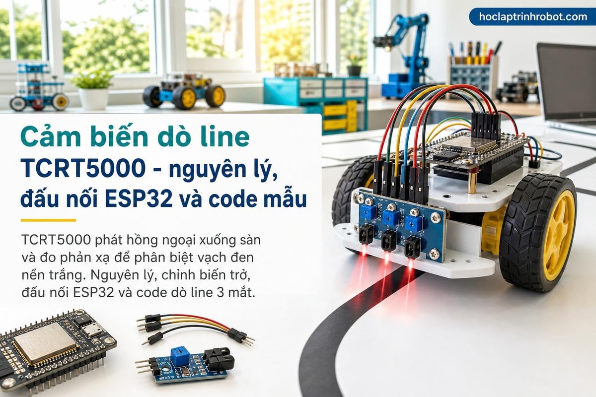 Cảm biến dò line TCRT5000 - nguyên lý, đấu nối ESP32 và code mẫu