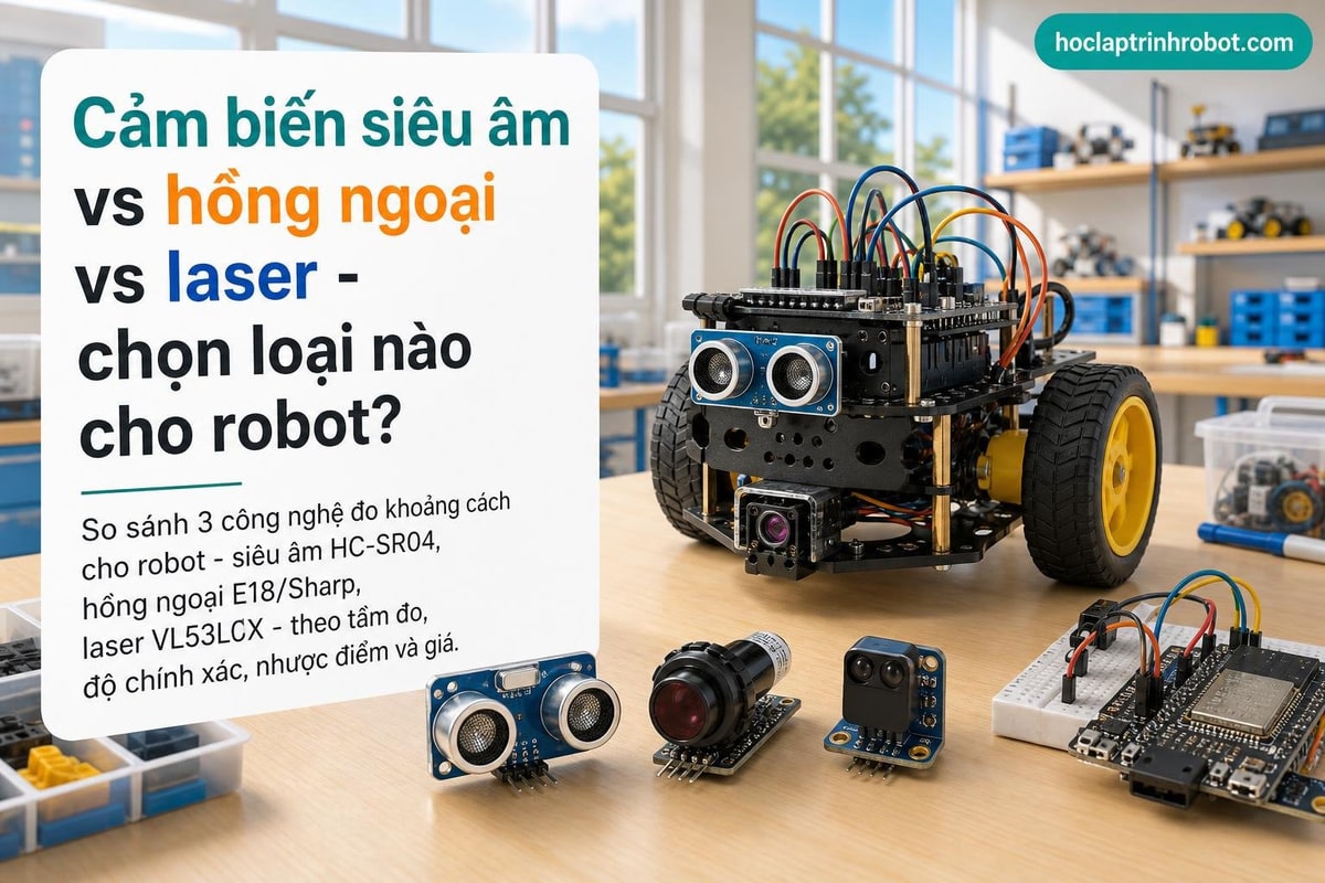 Cảm biến siêu âm vs hồng ngoại vs laser - chọn loại nào cho robot?