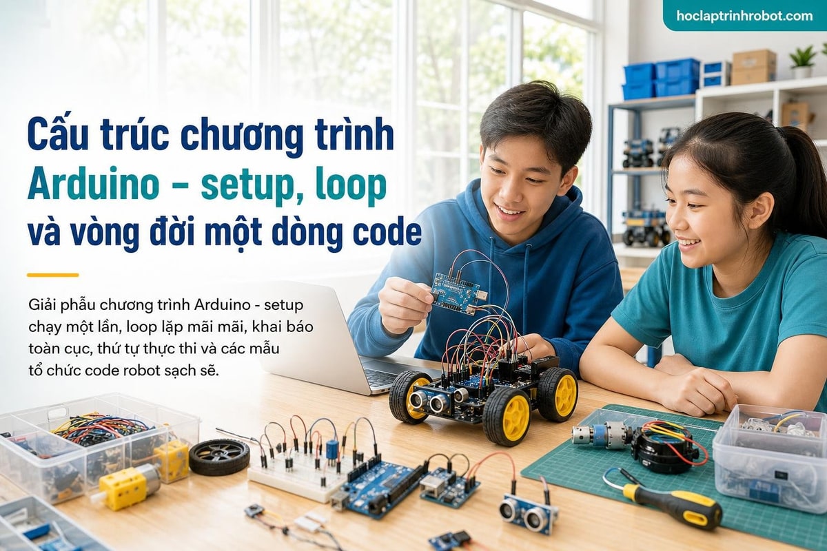 Cấu trúc chương trình Arduino - setup, loop và vòng đời một dòng code