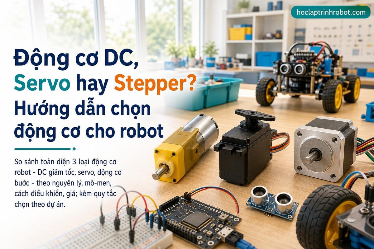 Động cơ DC, Servo hay Stepper? Hướng dẫn chọn động cơ cho robot