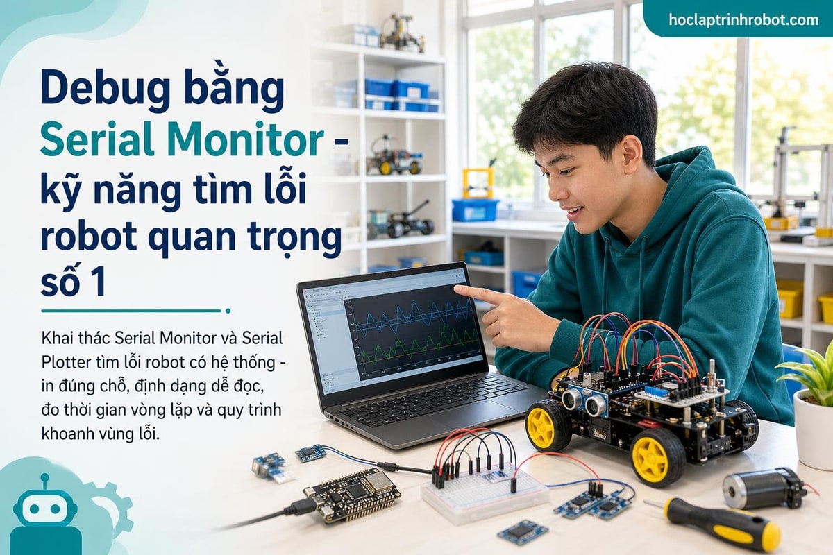 Debug bằng Serial Monitor - kỹ năng tìm lỗi robot quan trọng số 1