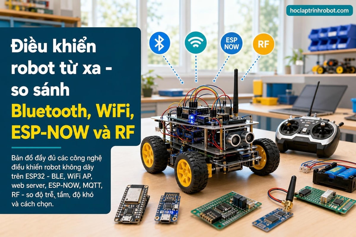 Điều khiển robot từ xa - so sánh Bluetooth, WiFi, ESP-NOW và RF