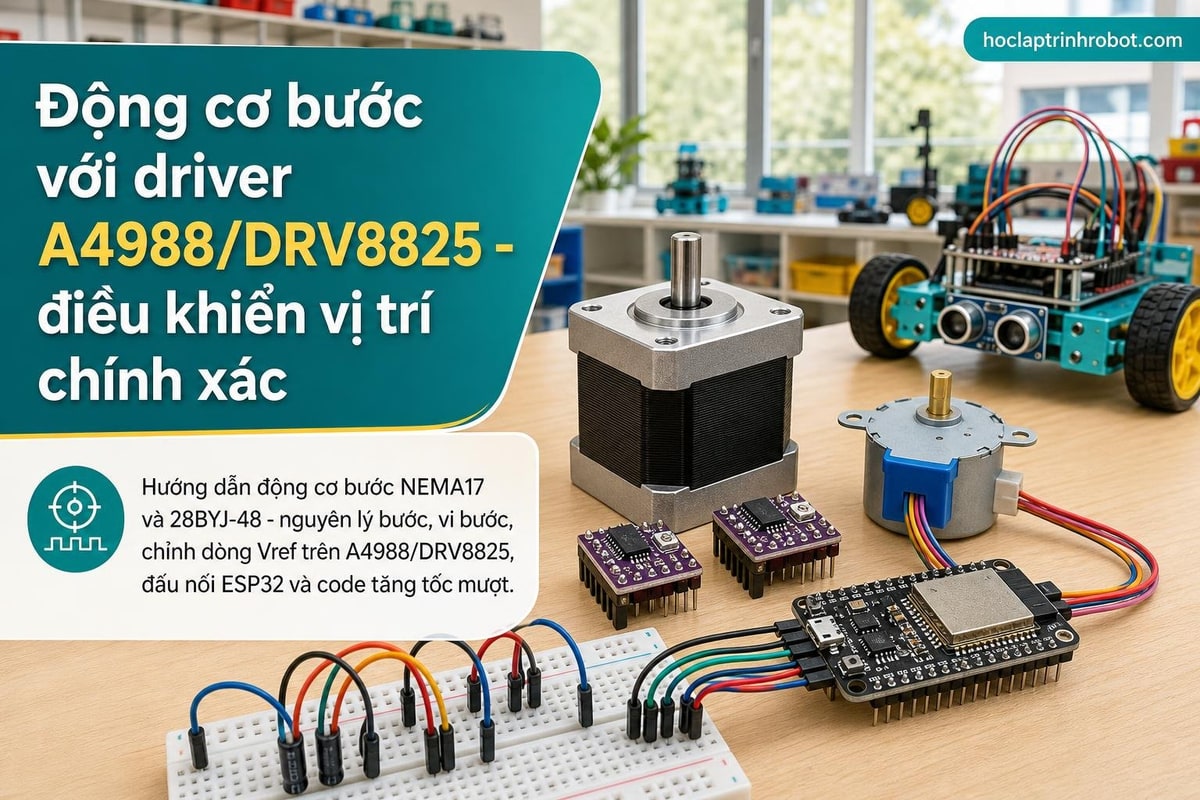 Động cơ bước với driver A4988/DRV8825 - điều khiển vị trí chính xác