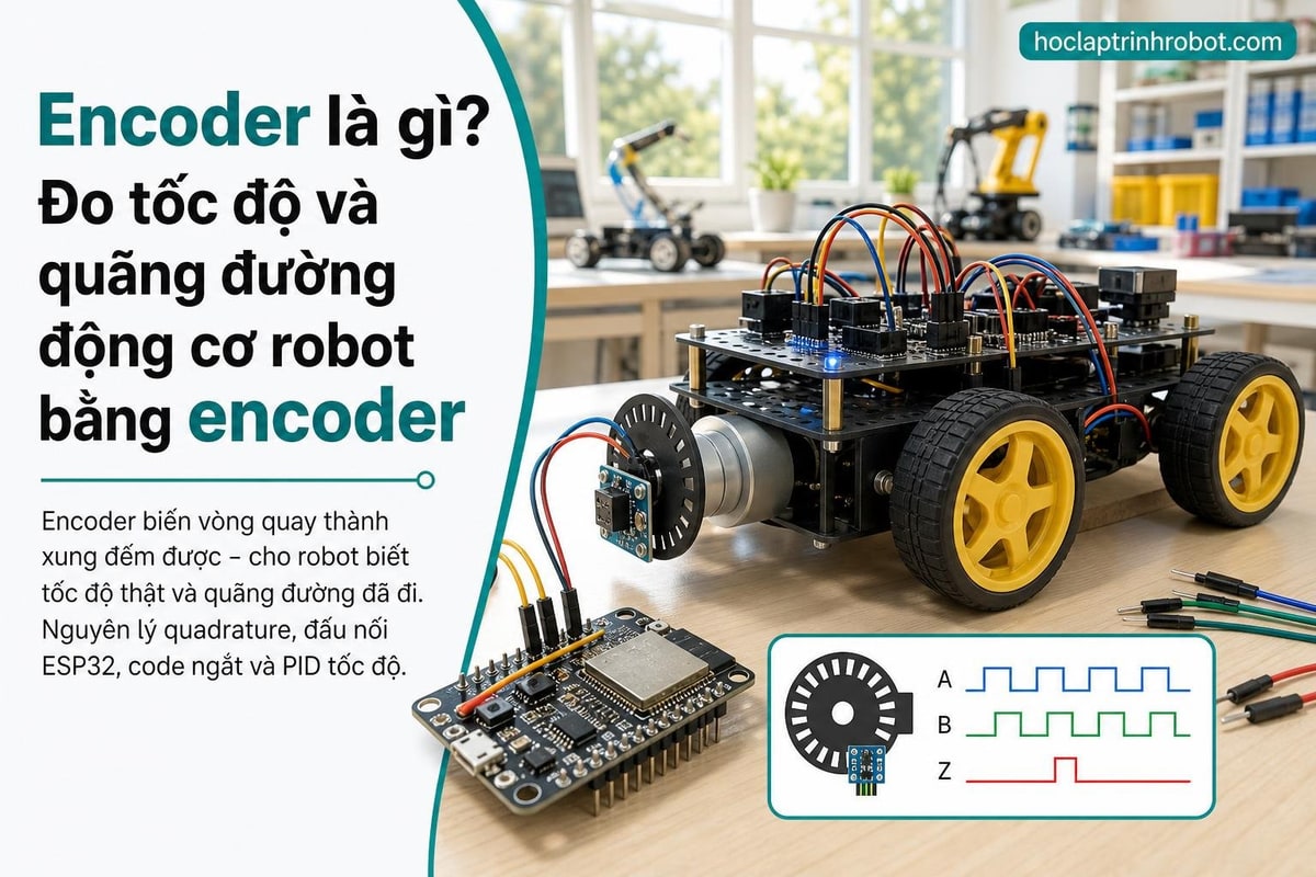 Encoder là gì? Đo tốc độ và quãng đường động cơ robot bằng encoder