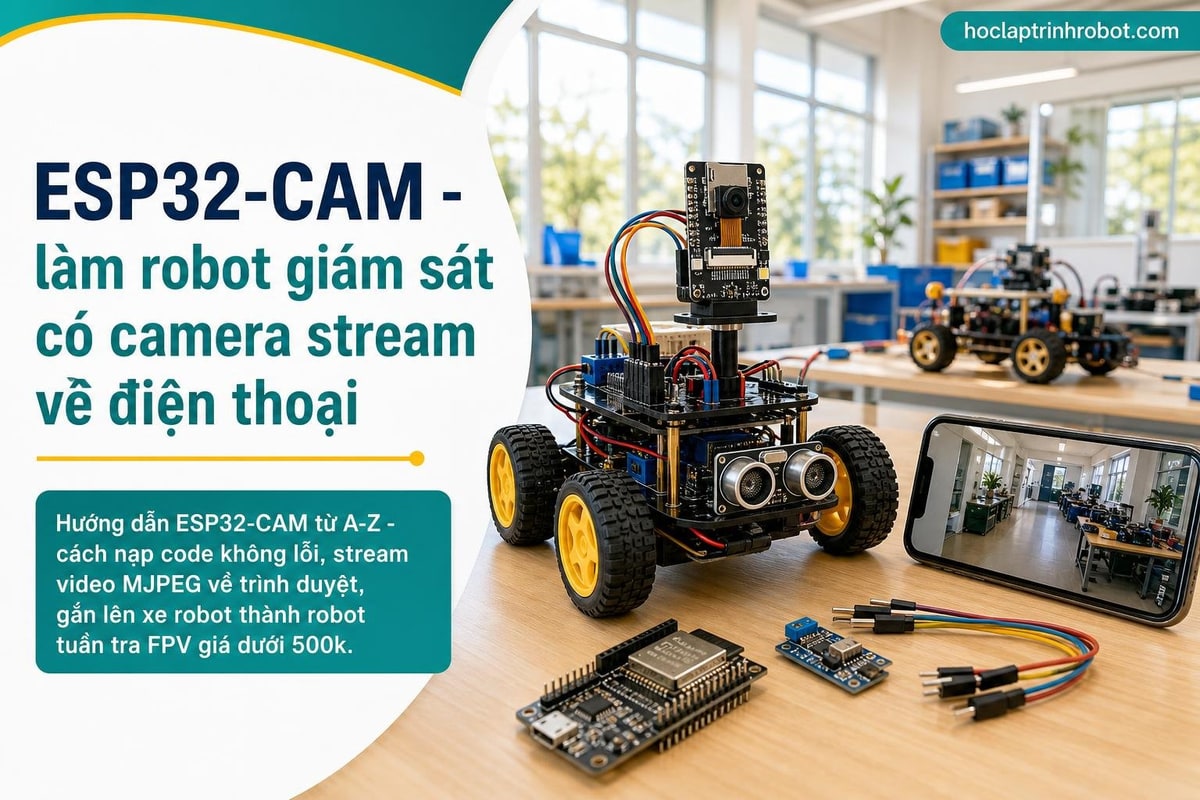 ESP32-CAM - làm robot giám sát có camera stream về điện thoại