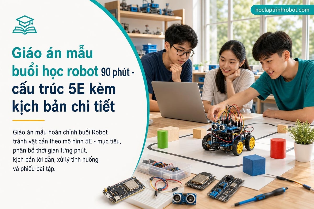 Giáo án mẫu buổi học robot 90 phút - cấu trúc 5E kèm kịch bản chi tiết