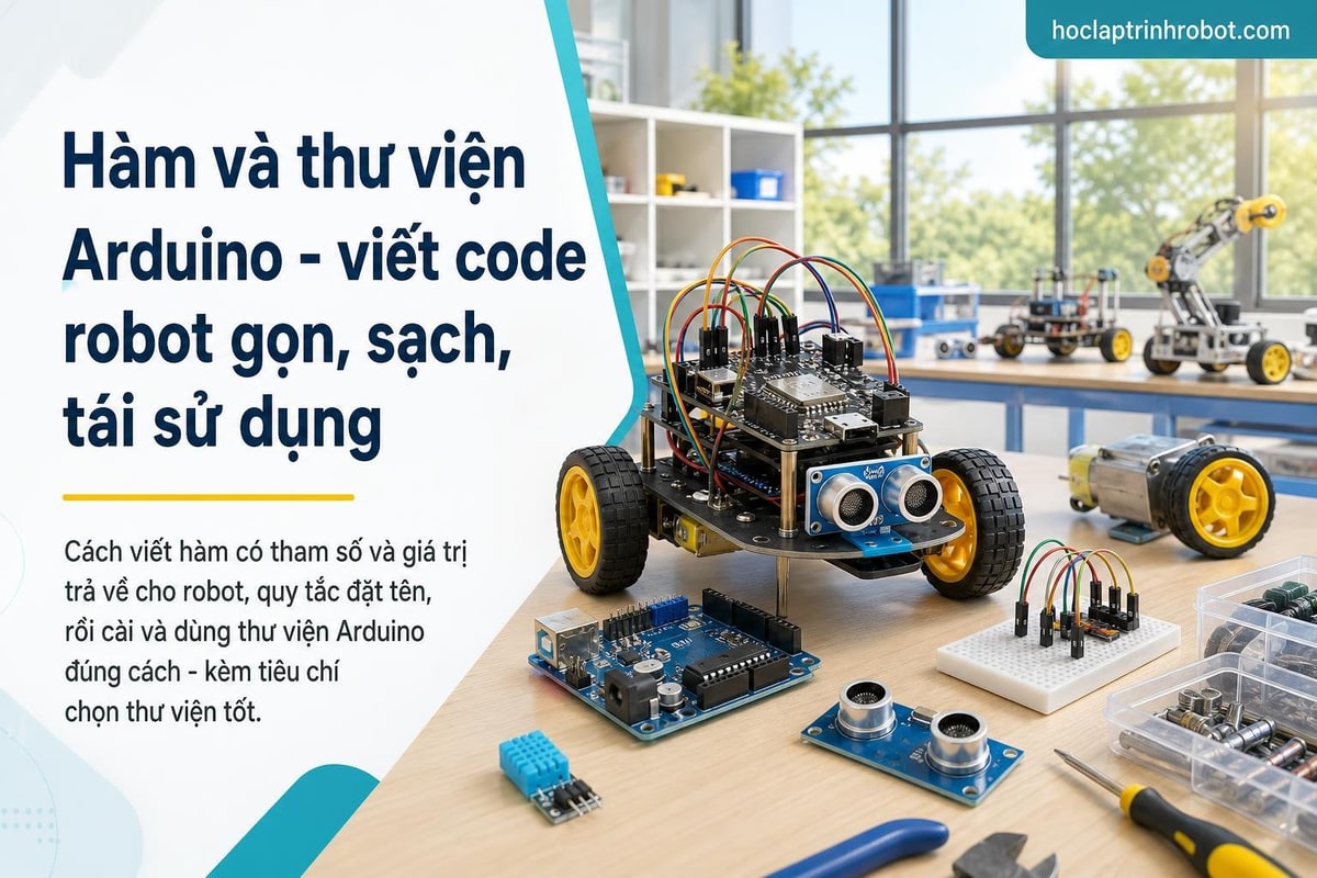 Hàm và thư viện Arduino - viết code robot gọn, sạch, tái sử dụng