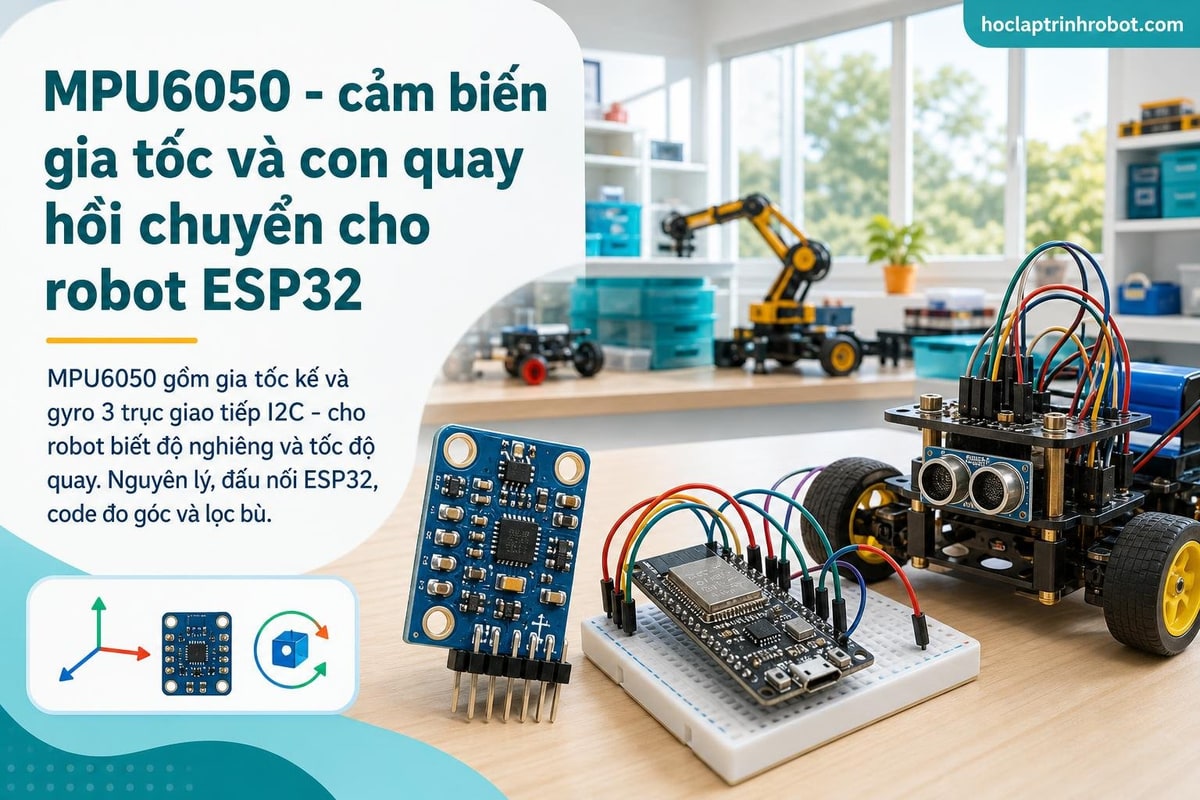 MPU6050 - cảm biến gia tốc và con quay hồi chuyển cho robot ESP32