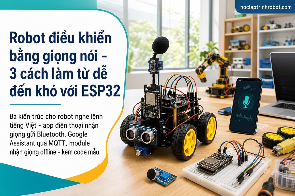 Robot điều khiển bằng giọng nói - 3 cách làm từ dễ đến khó với ESP32