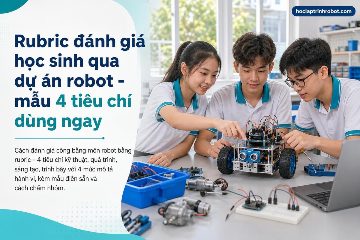 Rubric đánh giá học sinh qua dự án robot - mẫu 4 tiêu chí dùng ngay