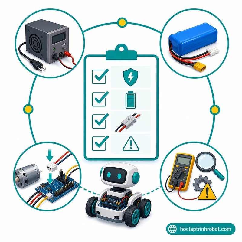 Checklist an toàn điện cơ bản khi lắp robot