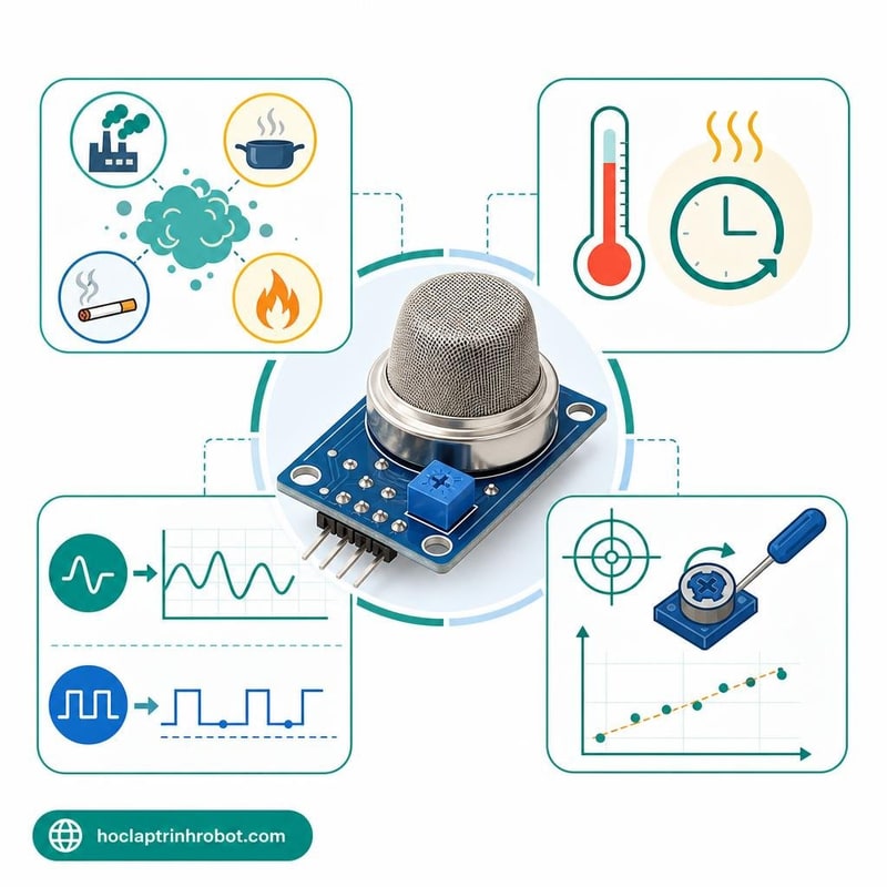 Datasheet nhanh cảm biến khí gas/khói MQ-2