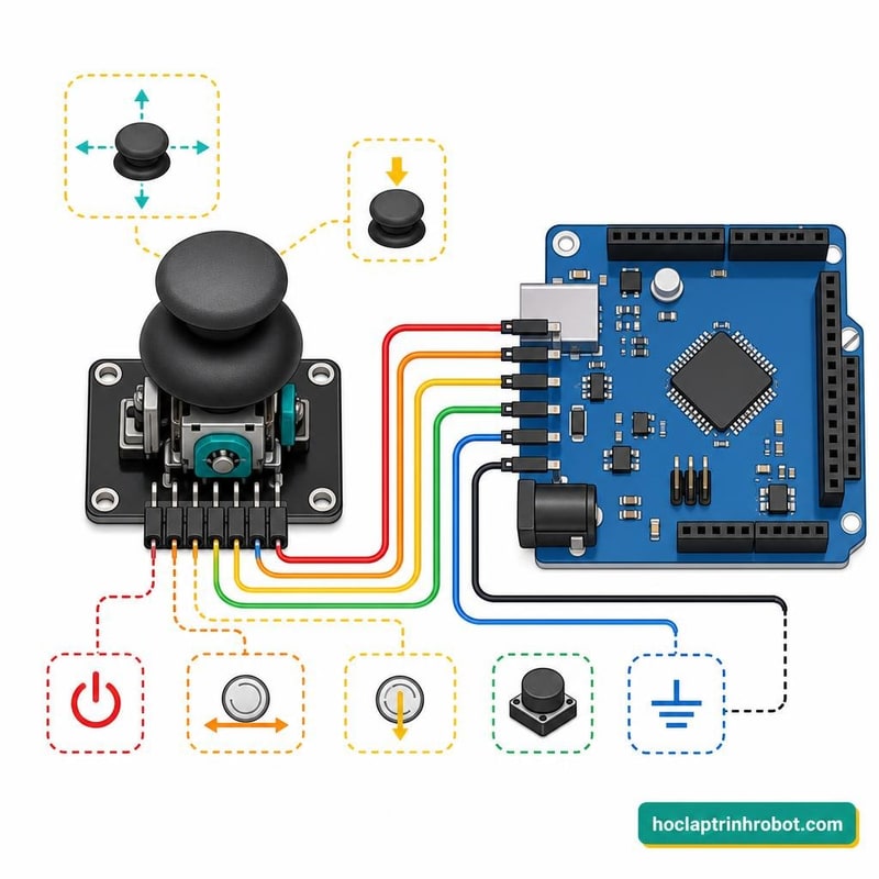 Sơ đồ đấu nối joystick analog