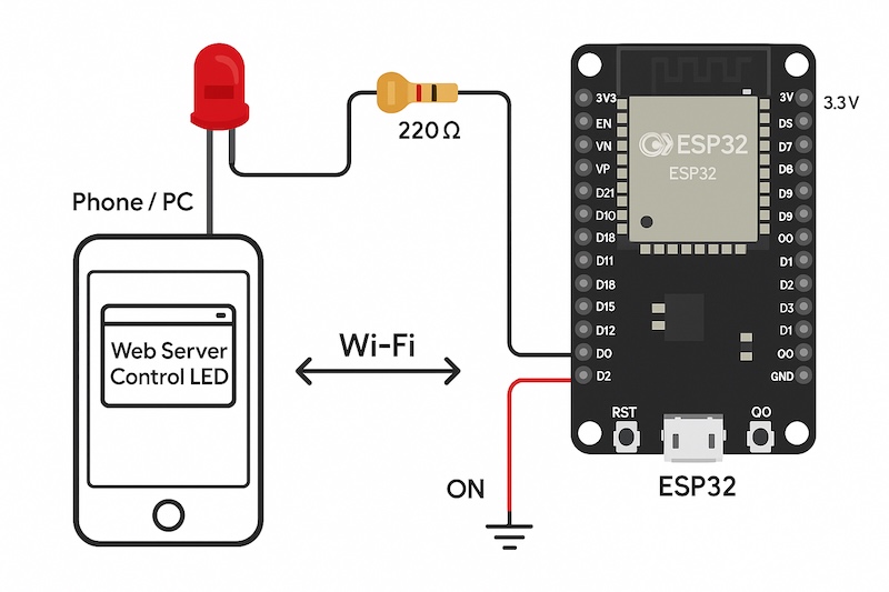 Lập trình ESP32 – Bài 5: ESP32 Web Server – Điều khiển LED qua trình duyệt